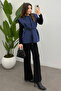 Women's Navy Blue Belted Cashmere Vest - 2