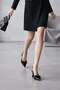 Women's Amber Black Patent Leather Pointed Toe Open Back Bow 8 cm Heeled Shoes