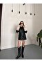 Long Leather Jacket with Fur Detail on the Collar and Cuffs - 8