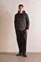 Hooded Men's Outer Shirt with Snap Fasteners