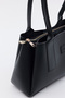Black D49 Daily Women's Hand and Shoulder Bag with Zipper and Snap Fasteners, Double Compartments, Large Internal Volume - 3