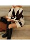 Casual Hakim Collar Diamond Pattern Women's Sweater-Tunic - 2