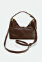 Brown Bucket Women's Hand and Shoulder Bag with Gold Accessories - 3