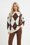 Crew Neck Diamond Patterned Knitwear Sweater - 5