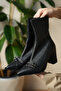 Buckle Detailed Women's Pointed Blunt Toe Stretch Boots - 6