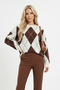 Crew Neck Diamond Patterned Knitwear Sweater - 2