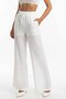 Women's High-Waisted Linen Pants - Aerobin Fabric Relaxed Fit Wide-Leg Summer Trousers