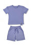Children's Set - Button Detailed Summer Set for Girls and Boys, Unisex Lilac Children's Top and Bottom Set - 2