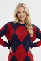 Crew Neck Diamond Patterned Knitwear Sweater - 2