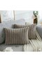 2-Pack Corded Fabric Plush Throw Pillow Covers 35*50 Mink Color Soft Velvet Cushion Double-Sided