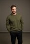 0 Collar Baklava Pattern 100% Cotton Khaki Knitwear Sweater - 4
