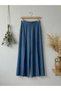 Blue Wide-Leg Women's Trouser Skirt with Slit Detail - 5