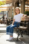 Girl's Stretch Fabric Dark Blue Mid Rise Metallic Cuffed Baggy Jean Pants - 2
