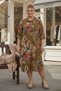 Italian Plus Size Mustard Shirt Collar Long Sleeve Allover B Printed Velvet Woven Dress 112 65 - 2