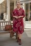 Italian Plus Size Burgundy Shirt Collar Long Sleeve Allover B Printed Velvet Woven Dress 112 65 - 2