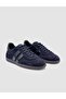 100% Genuine Suede Leather Navy Blue Women's Sneaker Shoes - 2