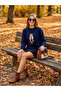 Bear Embroidery Basic Women's Sweater - 2