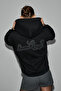 Asterelle Women's Cotton Fleece Lined O Oversized K Hooded Black Sweatshirt with Back Patch Detail - 2