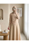 Plaid Patterned Blouse with Side Buckles -Beige