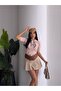 Polo Neck Scarf Detail Short Sleeve Slim Fit Knit Bluse