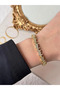 Women's Stone-Encrusted Gold Plated Stainless Steel Bracelet Shiny Elegant Model - 5