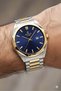 Classic Design Men's Wristwatch |   42 mm Steel Case, Dual Color Steel Band, Navy Blue