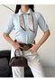 Polo Neck Scarf Detail Short Sleeve Slim Fit Knit Bluse - 2