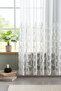 Bamboo Floor, Tulle Curtain with Skirt Tassels, Linen Look Natural Texture, 1 to 2 Sparse Pleats, Ecru - 2