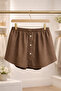 Women's Brown Elastic Waist Shirt-Looking Hijab-Saving Skirt