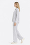 Women's Corded Fabric Polo Neck Long Sleeve Relaxed Fit Bottom Top Set - 5