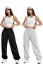 2-Piece High Waist Winter Fleece-Lined Unisex Full-Fit Elastic Leggings Sweatpants