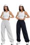 2-Piece High Waist Winter Fleece-Lined Unisex Full-Fit Elastic Leggings Sweatpants