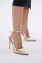 Gold Gold 10.5 cm Wrap-Around Belt Pointed Toe Stiletto Thin Heels Women's Shoes - 7