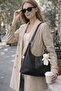 Women's Teddy Bear Charm Detailed Zipper Closure Black Belt Strap Hand and Shoulder Bag Teddy - 2