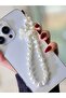 Cream color phone charm with pearl and butterfly phone strap bag charm
