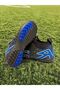 Children's Carpet Field Shoes Are Flat (Black-Blue) - 3