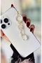 Cream Color Phone Charmi with Bow/Leaf Pearls Phone Strap Bag Charmi - 4
