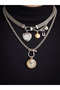 Vintage Style Multi Chain Necklace - Heart and Clock Detailed Charm Necklace Set - Melekcehobi Jewelry - 3