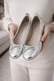 Auri Shiny Patterned Bow Detailed Non-Slip Sole Orthopedic Daily Women's Ballerinas
