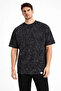 Men's Acid Wash Crew Neck Short Sleeve Oversized T-Shirt Tee - Black - 3