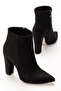 Vrt-4801 Black Suede High Thick Heeled Zippered Women's Boots - 5