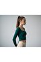 Women's Green Square Neck Long Sleeve Viscose Crop Blouse - 2