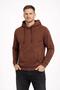 Men's Hooded 3 İplik İçi Şa Fleece-Lined Flow Sweatshirt Brown