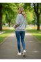 Women's Gray m Printed Oversized Sweatshirt Nj32 - 3