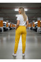 Women's Yellow 2 Thread High Waist Elasticated Leggings Nj20 - 2