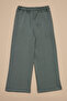 Elastic Waist Green Palazzo Girls' Sweatpants - 4