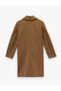 Long Sleeve Buttoned Pocketed Double Breasted Long Cashmere Coat - 2