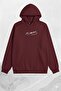 Unisex Claret Red Ataturk Printed Hooded Sweatshirt - 2