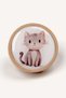 Striped Gray Cat Wooden Children's Room Wardrobe Handle - 2