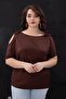 Big Size Women's Shoulder Detail Blouse Brown - 8